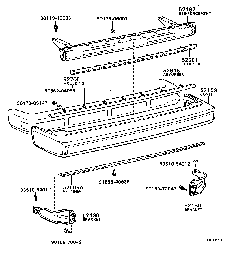 52181-20070 STAY SUB-ASSY, REAR BUMPER, RH product image