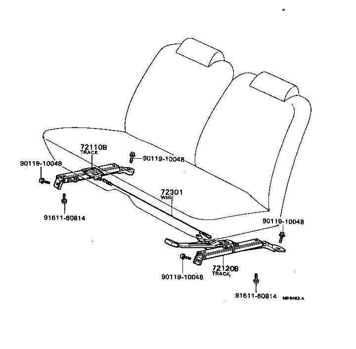 72130-20080 TRACK ASSY, RH SEAT, INNER product image