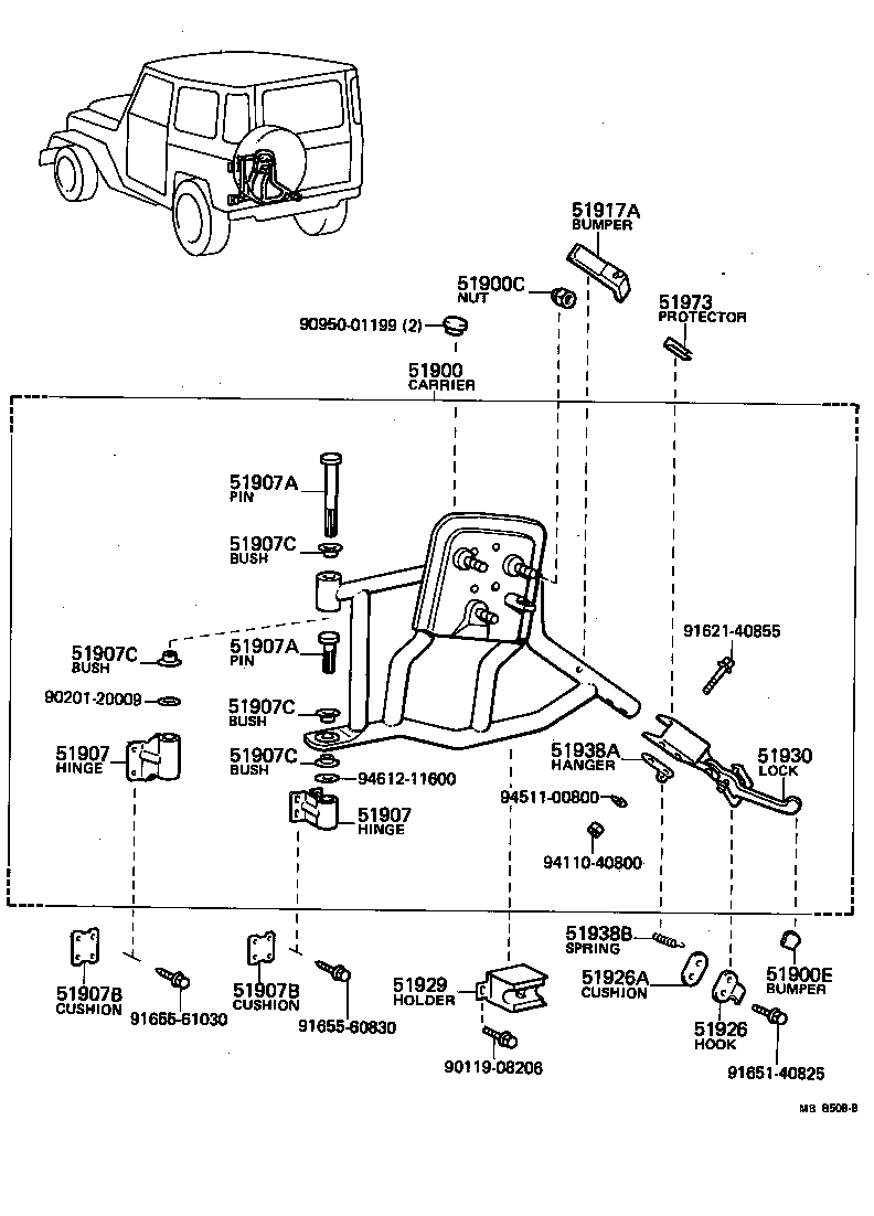 51917-90301 BUMPER, SPARE WHEEL CARRIER TO REAR GATE product image