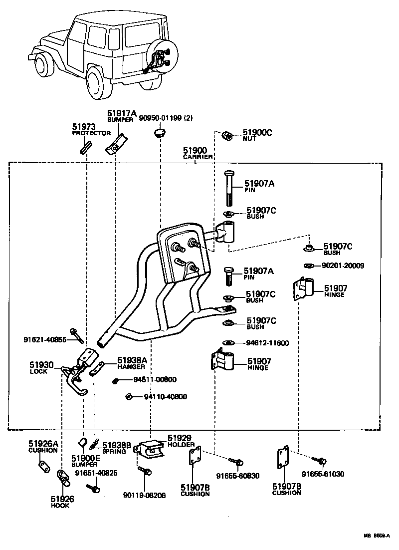 Toyota 51903-90800 CARRIER ASSY, SPARE WHEEL