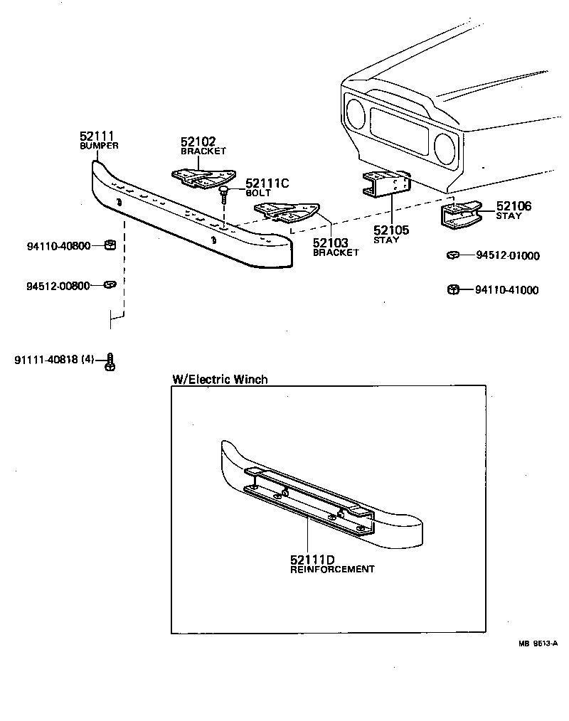 Toyota 90112-10004 BOLT, ROUND HEAD SQUARE NECK(FOR FRONT BUMPER)
