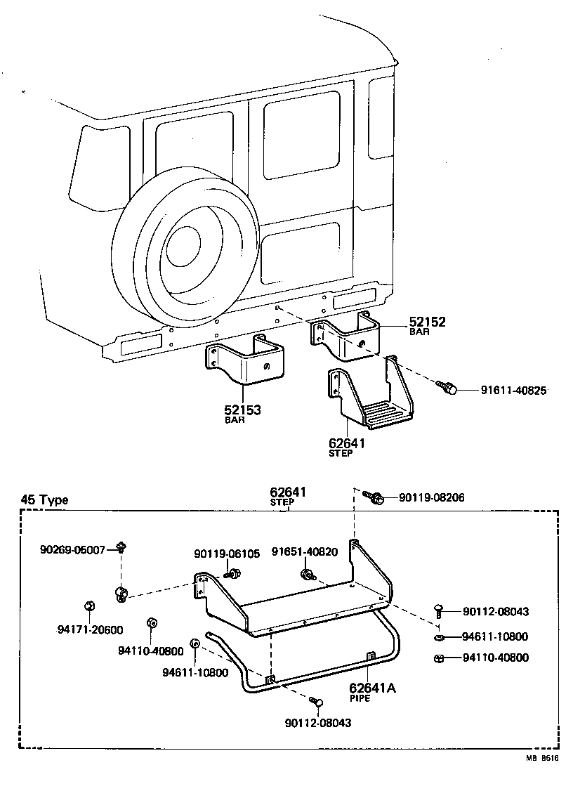 52160-90800 BUMPER ASSY, REAR product image