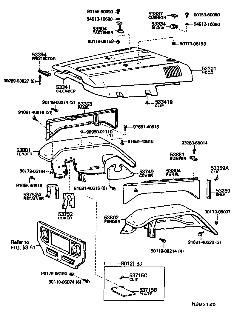 Toyota 53810-90348 FENDER SUB-ASSY, FRONT RH