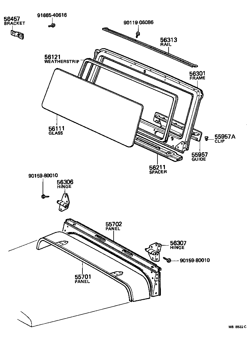 Toyota 55702-60090 PANEL SUB-ASSY,COWL TOP, INSIDE