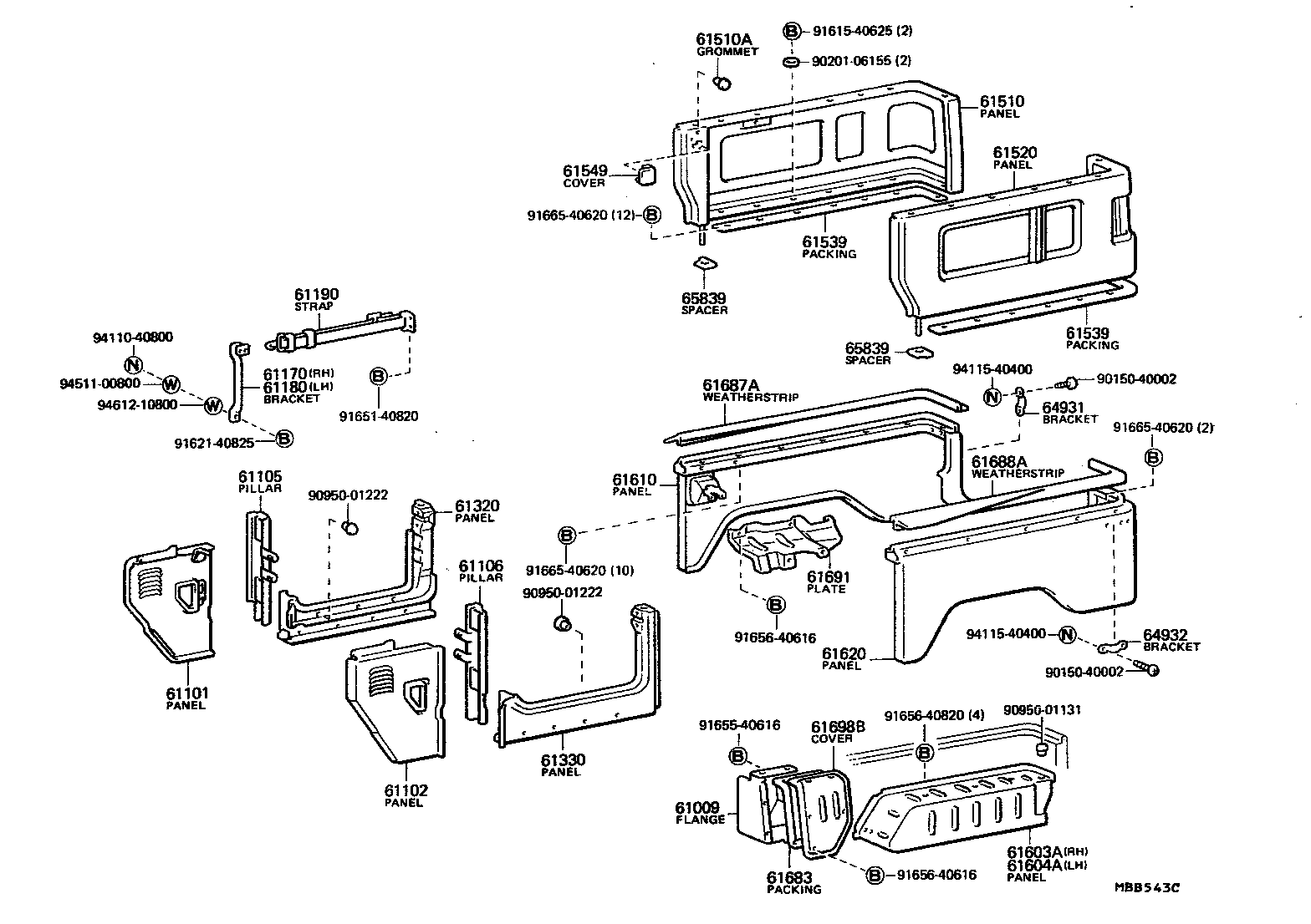 Toyota 61603-90344 APRON, REAR FENDER, RH