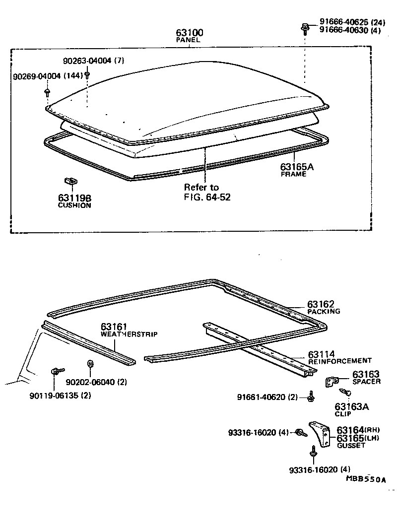 Toyota 63106-90303 REINFORCEMENT, ROOF PANEL, REAR