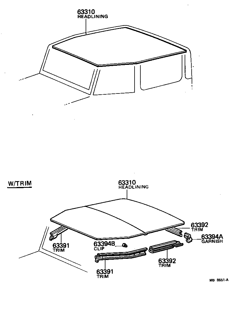 63392-90801 TRIM, ROOF HEADLINING, REAR product image
