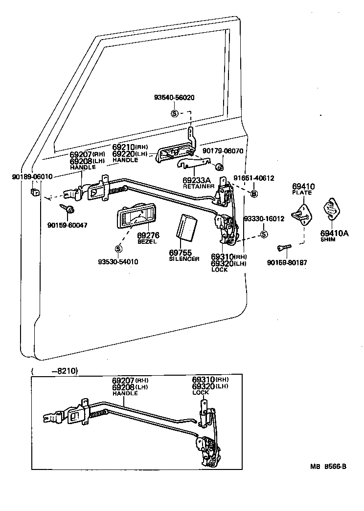 Toyota 69210-90300 HANDLE ASSY, FRONT DOOR, OUTSIDE RH