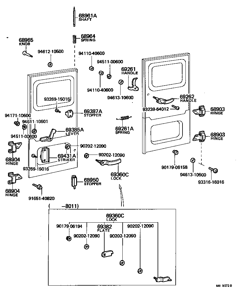 68095-90301 HINGE, REAR SWING GATE, RH product image
