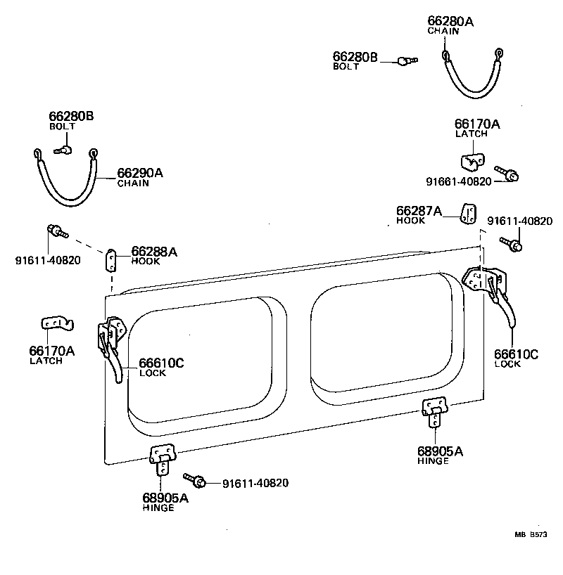 68095-90301 HINGE, REAR SWING GATE, RH product image