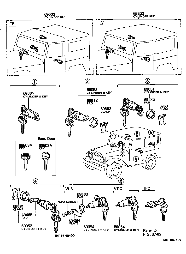 69005-90300 CYLINDER SET, LOCK product image