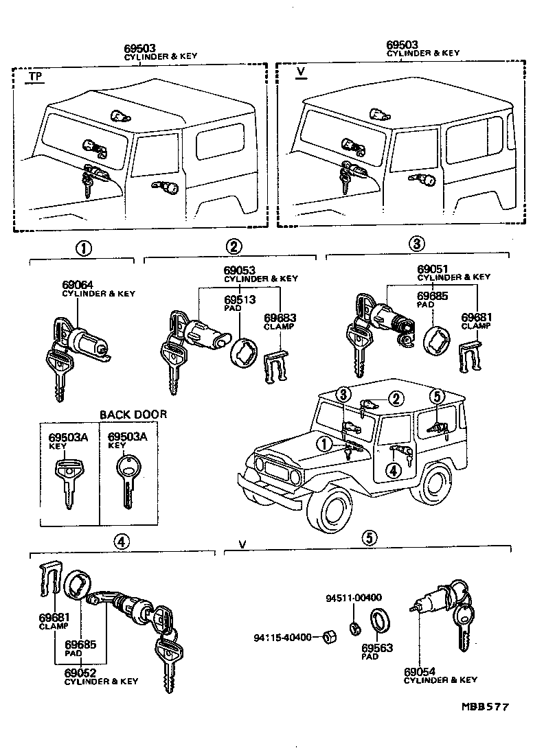 69005-90803 CYLINDER SET, LOCK product image