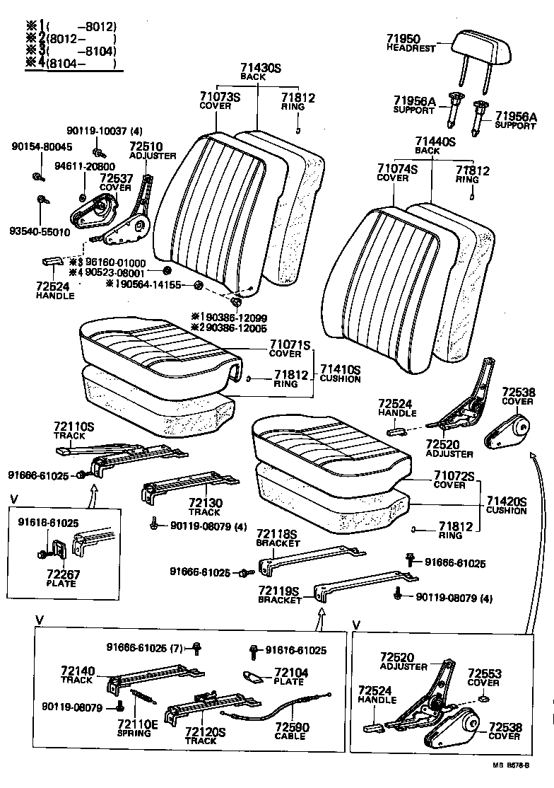 71075-90080 COVER SUB-ASSY, REAR SIDE SEAT CUSHION, RH product image