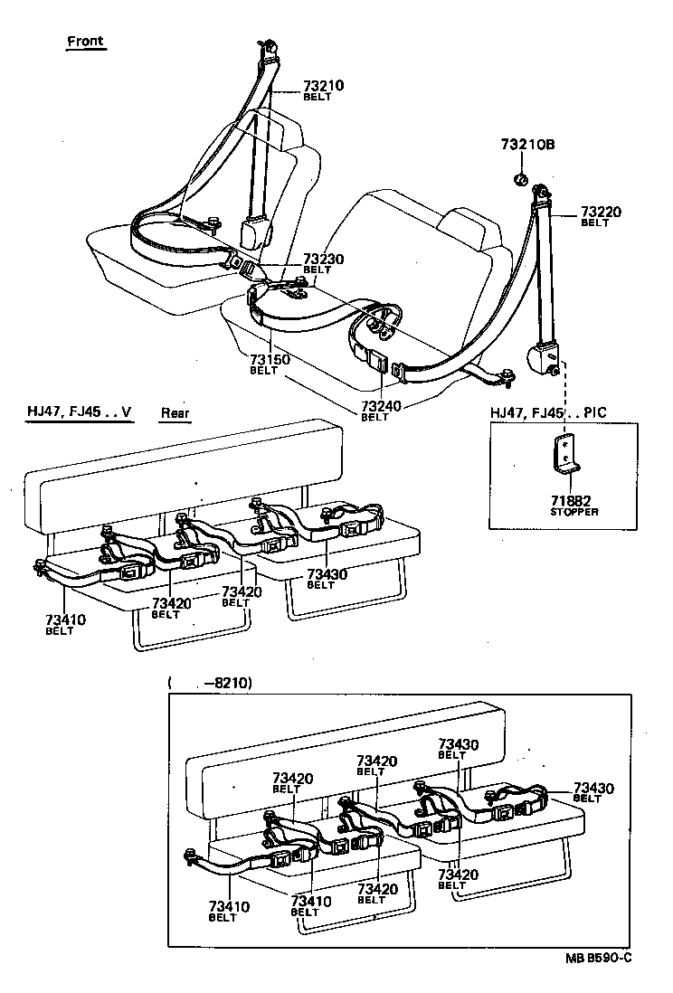 71801-90335 BELT ASSY, FRONT SEAT OUTER, RH product image