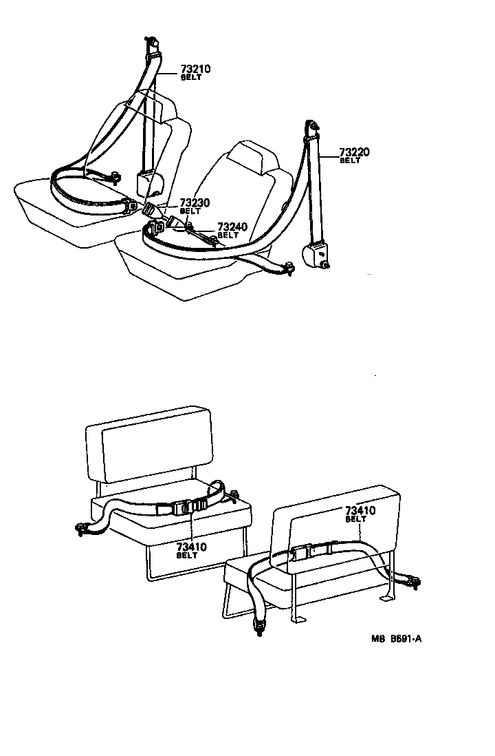 Toyota 73230-90801 BELT ASSY, FRONT SEAT INNER, RH