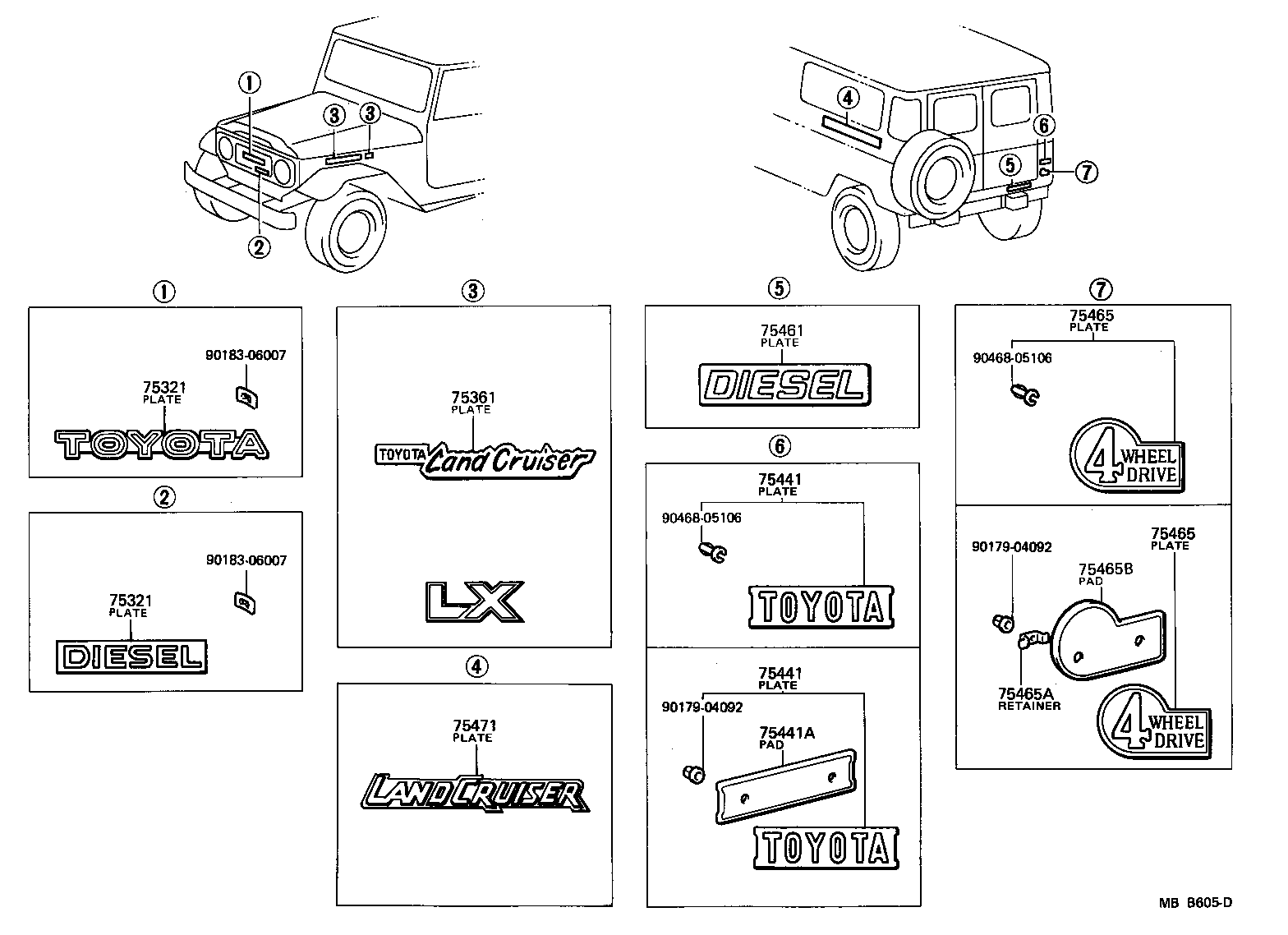 75471-90800 PLATE, REAR BODY NAME, NO.1(MODEL MARK) product image