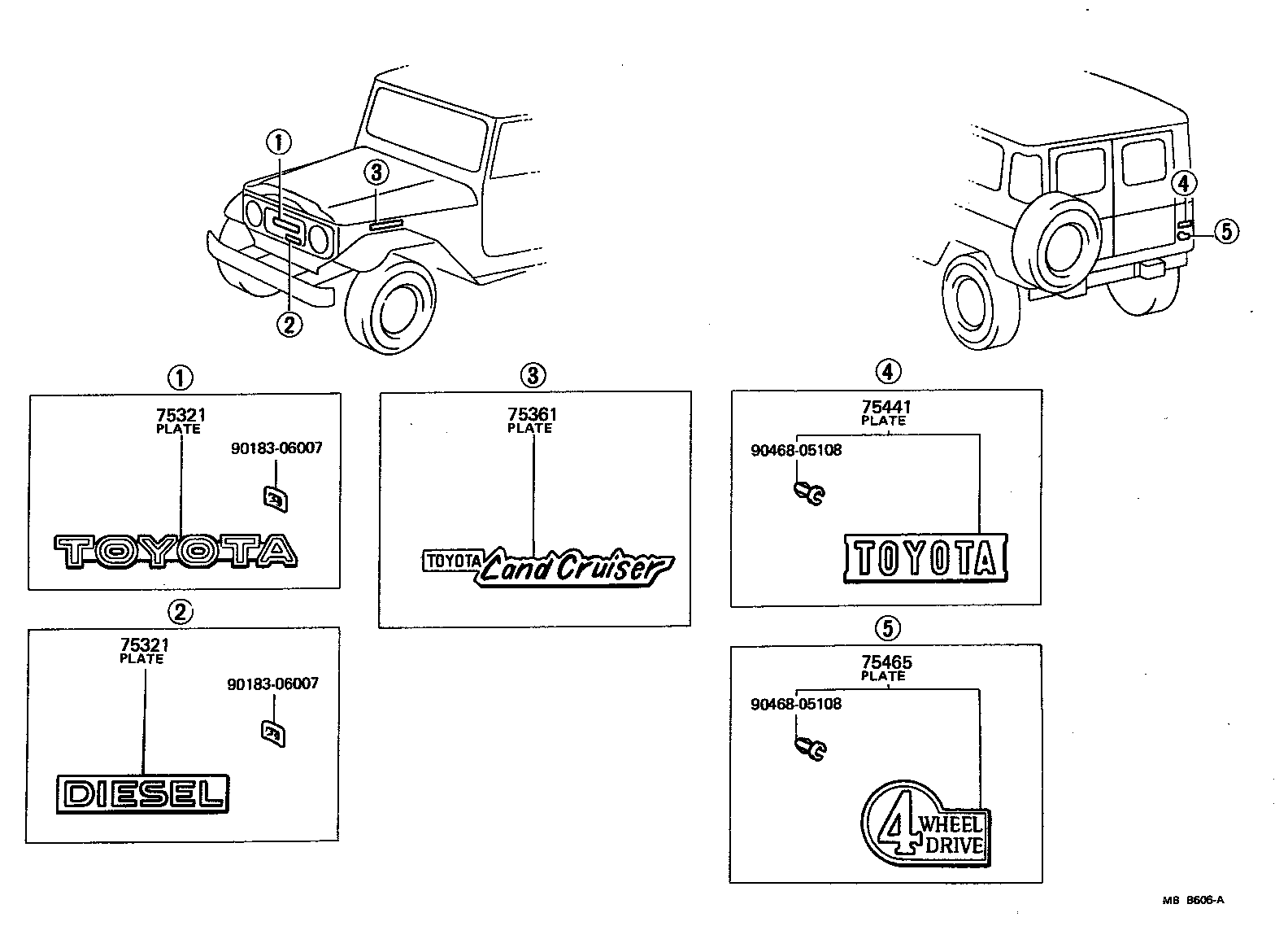 Toyota 75451-90300 PLATE, REAR NAME, NO.1