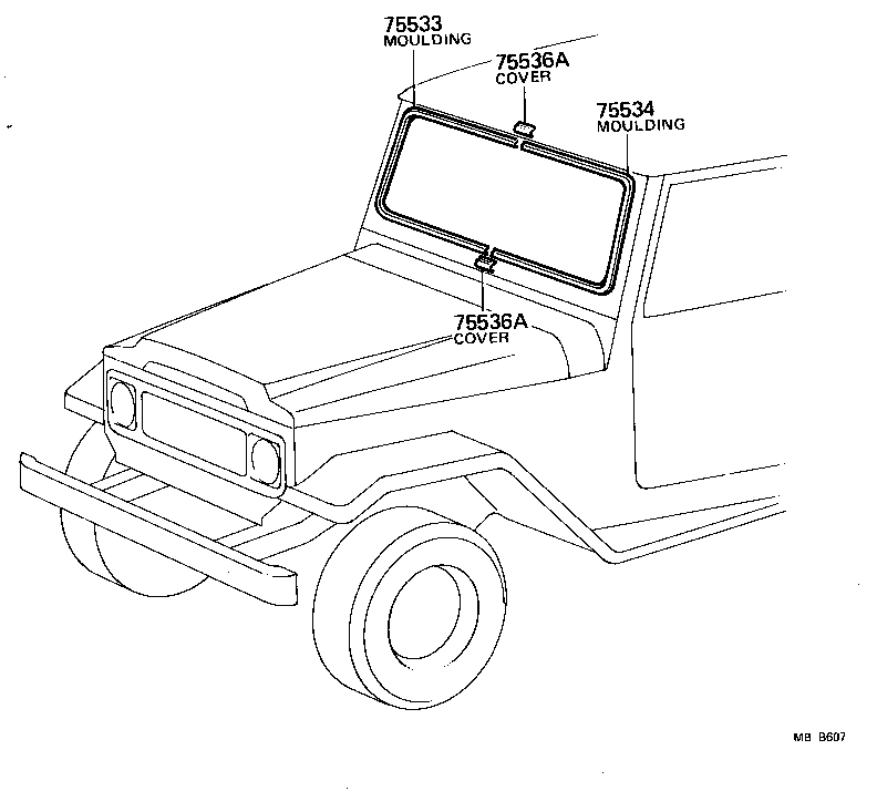 75533-90300 MOULDING, WINDSHIELD, OUTSIDE RH product image