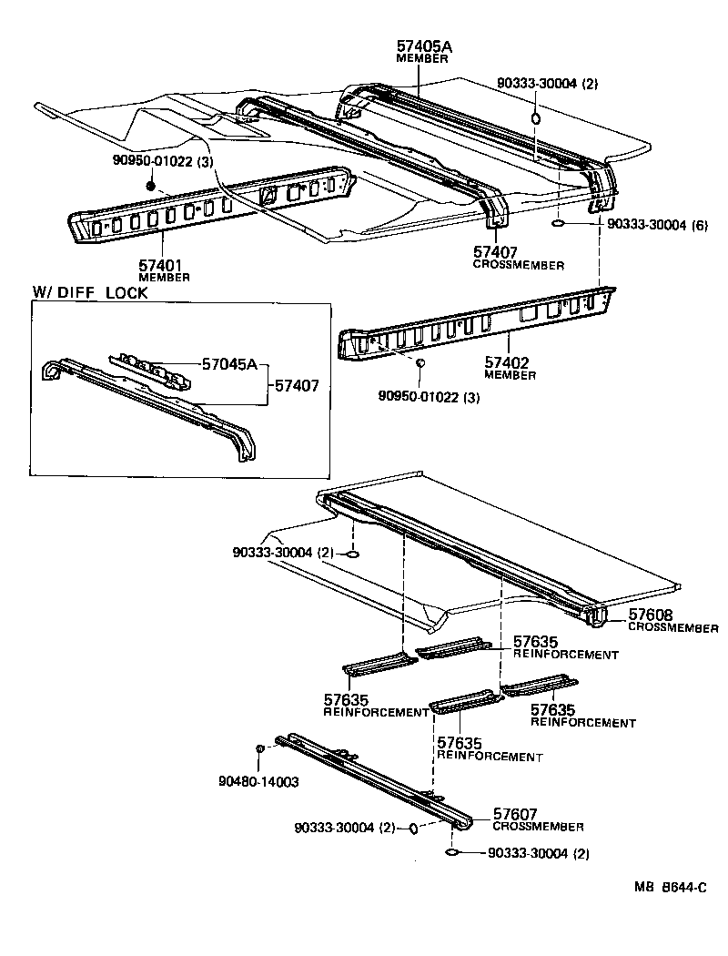 Toyota 57401-90A05 MEMBER SUB-ASSY, MAIN FLOOR SIDE, RH