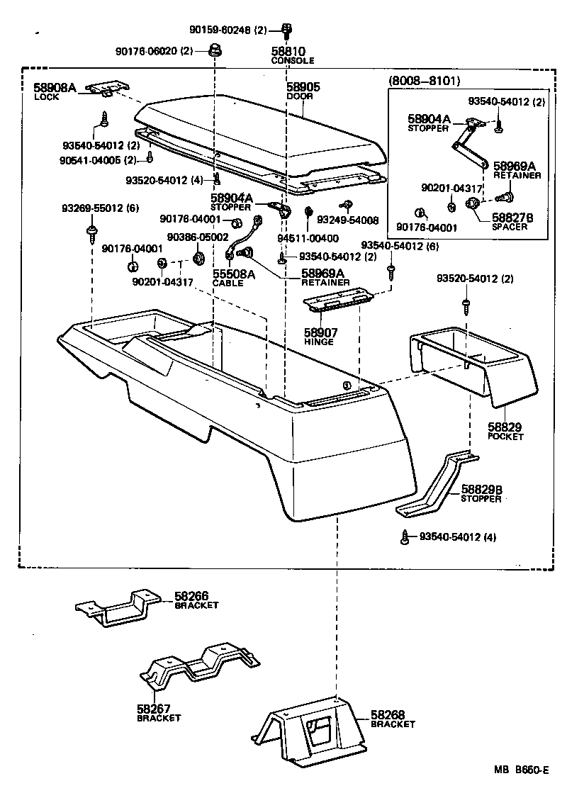 58997-90A02 BRACKET, CONSOLE BOX SUPPORT, REAR product image