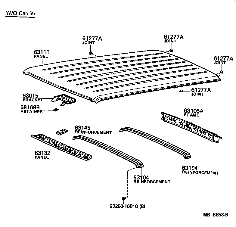 63111-90A02 PANEL, ROOF product image