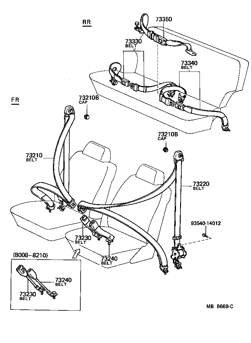 73210-90A00 BELT ASSY, FRONT SEAT OUTER, RH product image