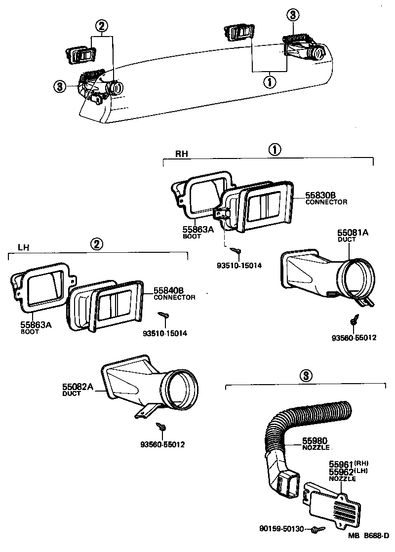 55082-90A00 DUCT SUB-ASSY, COWL TO REGISTER, LH product image