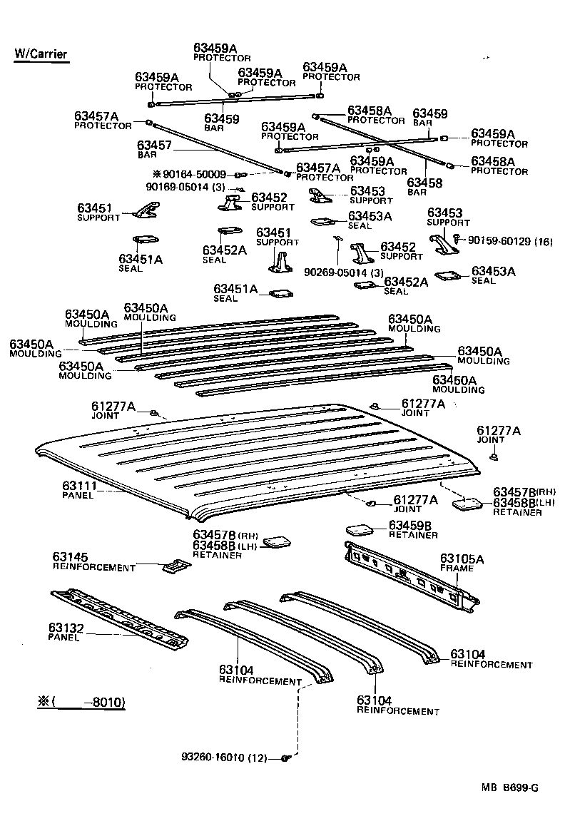 Toyota 63141-90A00 REINFORCEMENT SUB-ASSY, ROOF PANEL, CENTER