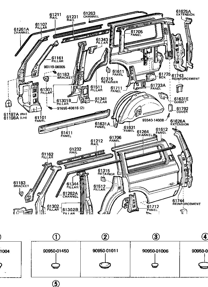 Toyota 61232-90A00 RAIL, ROOF SIDE, INNER LH