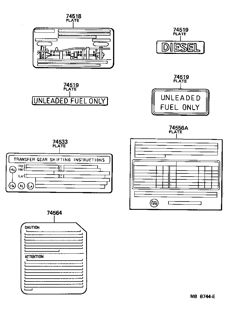 Toyota 36369-60030 PLATE, TRANSFER CAUTION