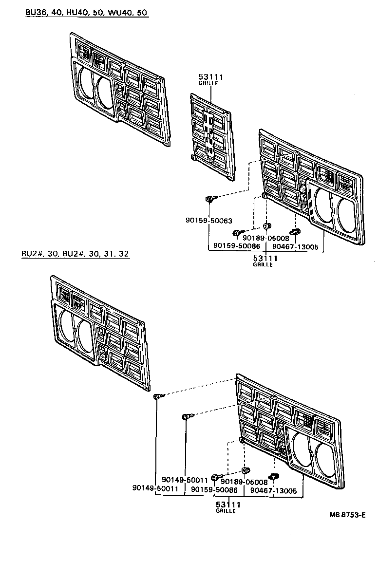 53111-95492 GRILLE, RADIATOR product image