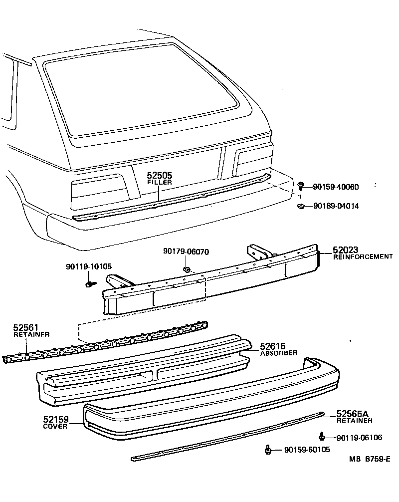 52159-10030 COVER, REAR BUMPER product image