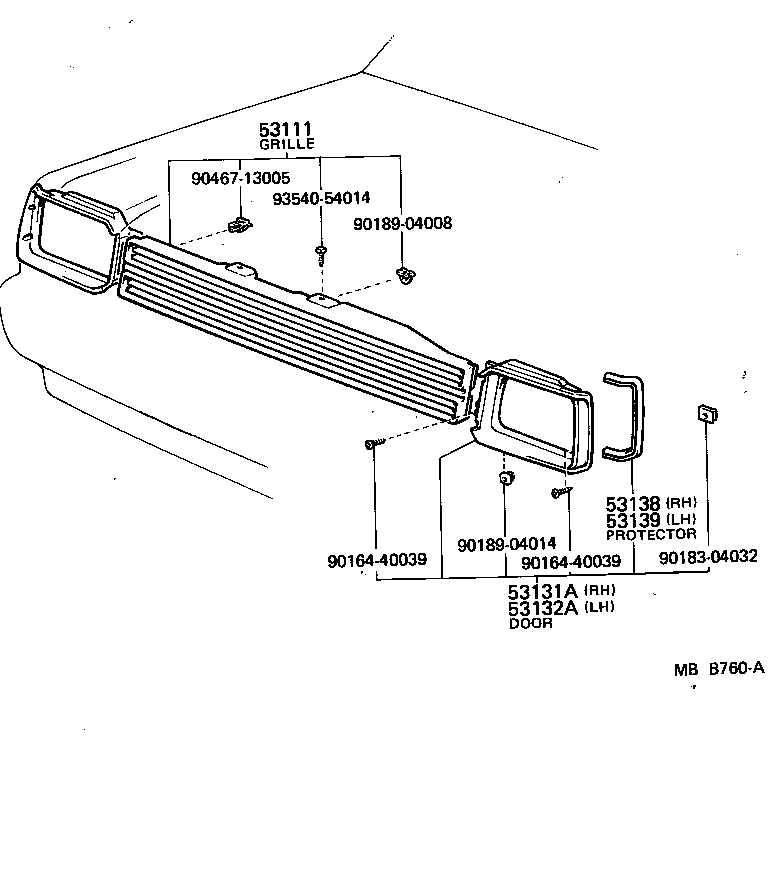 Toyota 53111-19256 GRILLE, RADIATOR