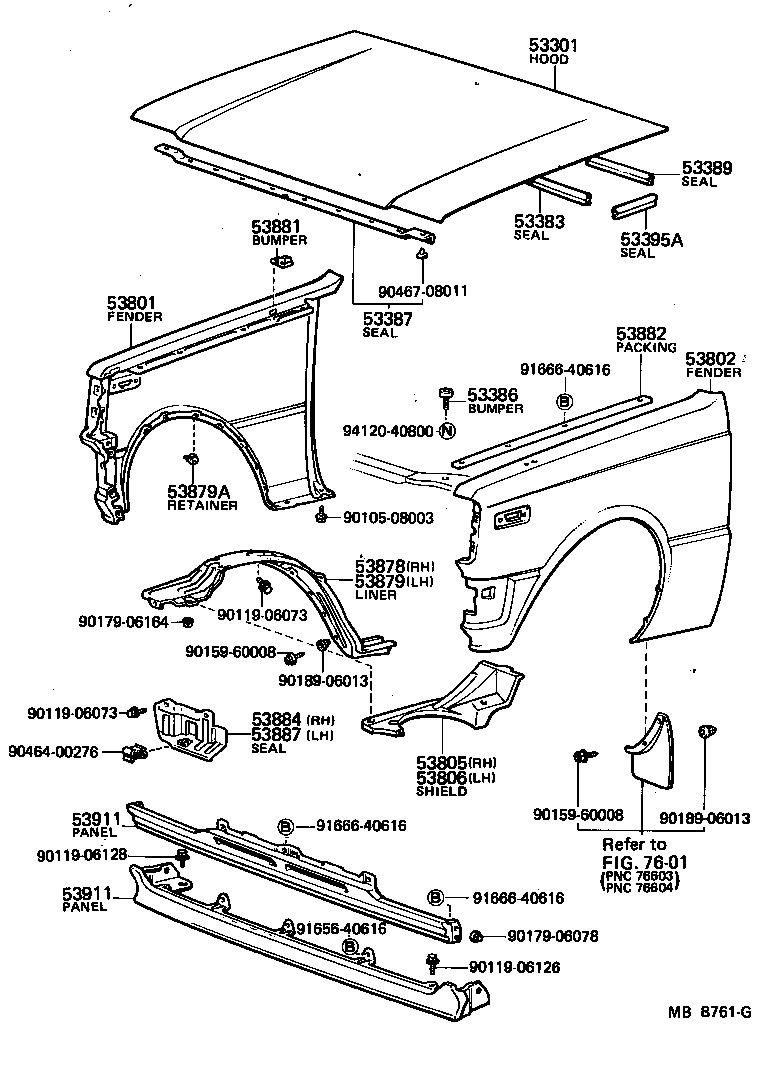 Toyota 53875-10011 LINER, FRONT FENDER, RH