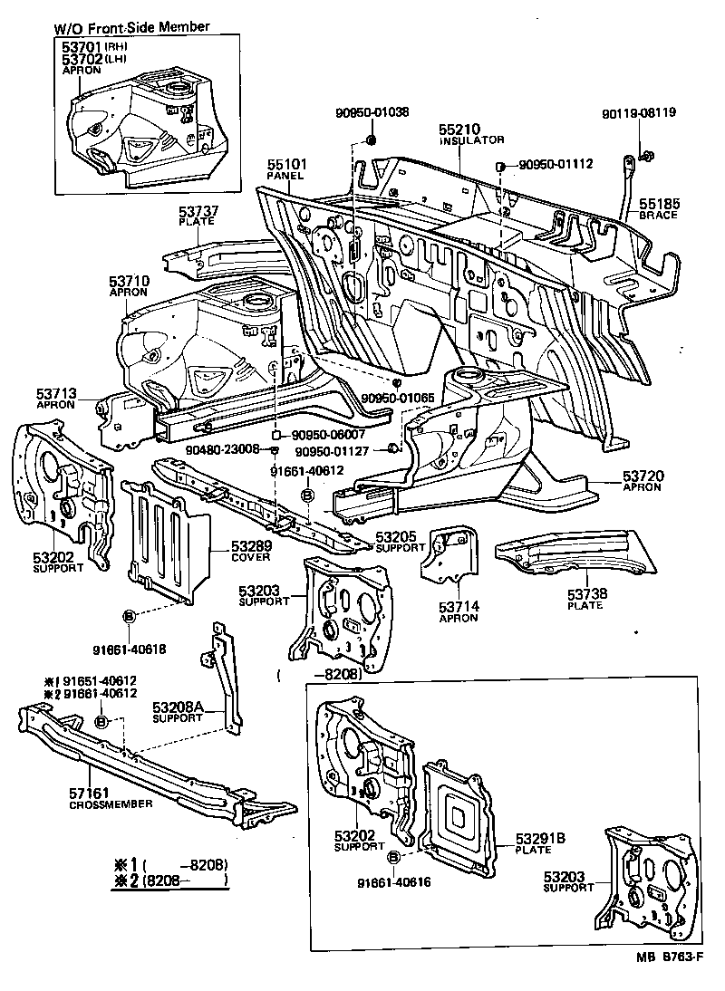 Toyota 53701-10903 APRON SUB-ASSY, FRONT FENDER, RH