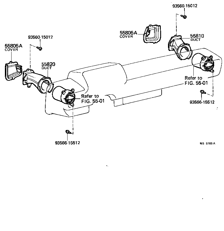 Toyota 55840-10010 DUCT ASSY, SIDE VENTILATOR, LH