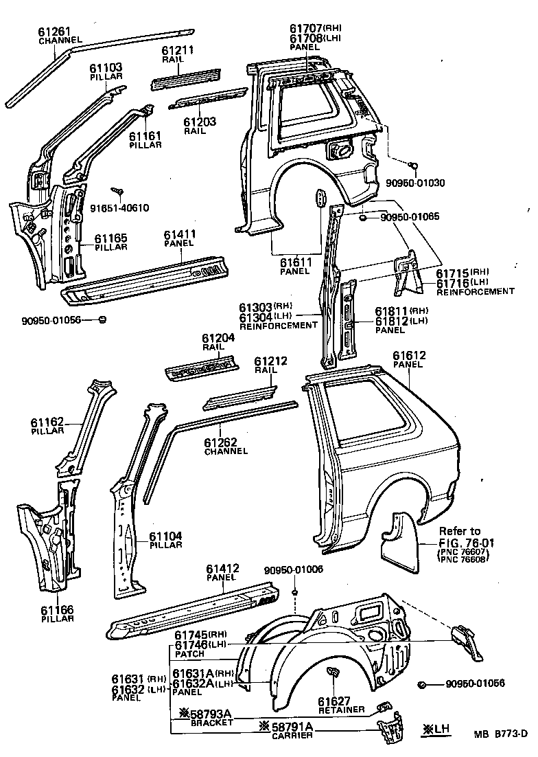 Toyota 61602-10907 PANEL, QUARTER, LH
