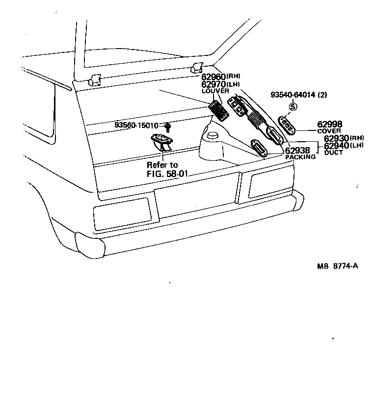Toyota 62905-10090 LOUVER ASSY, ROOF SIDE VENT, RH