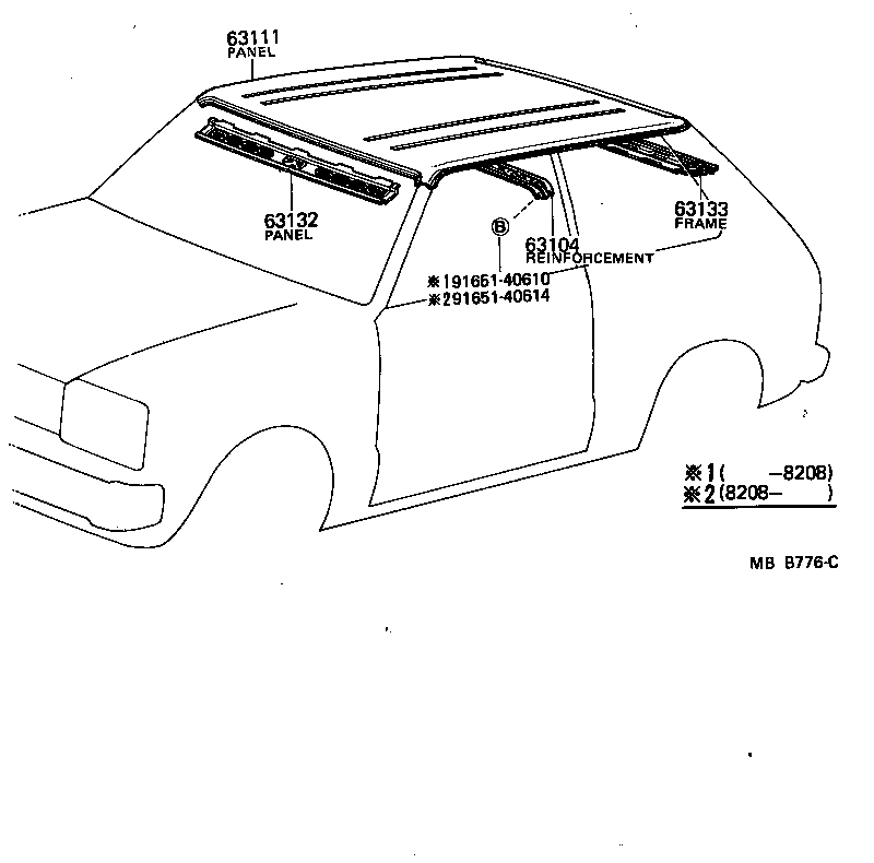 Toyota 63111-10050 PANEL, ROOF