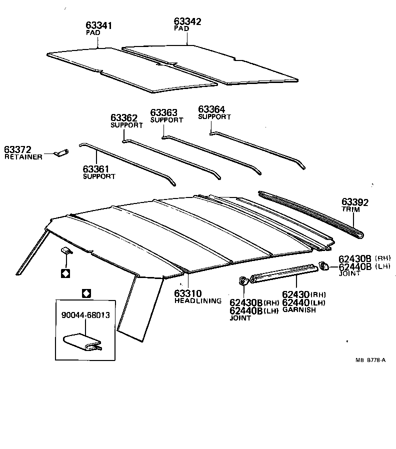 Toyota 63310-10140-08 HEADLINING ASSY, ROOF