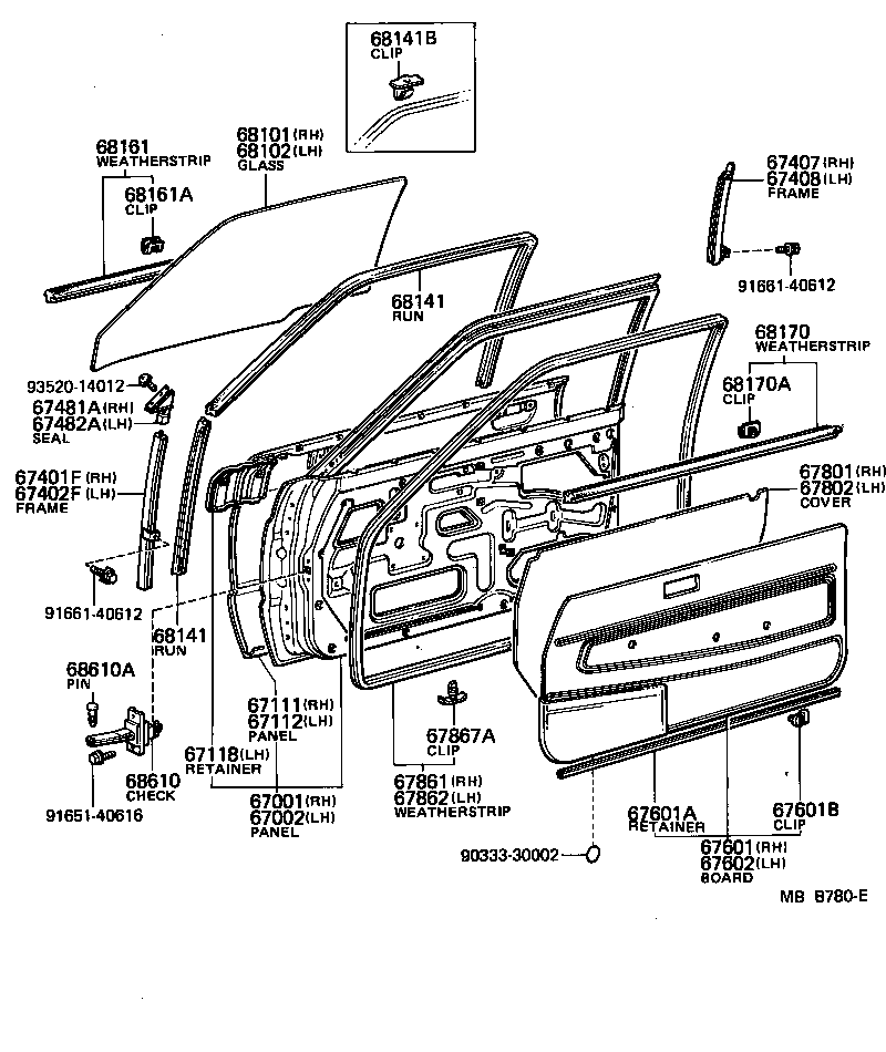 Toyota 62377-14020 CLIP, DOOR GLASS RUN