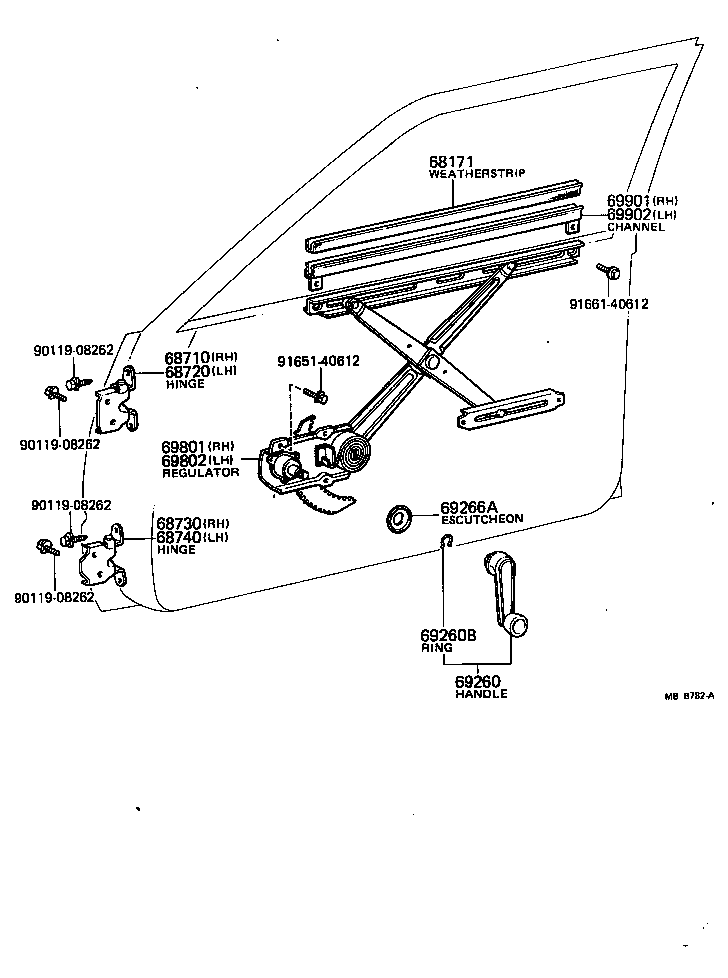 Toyota 69260-10040-01 HANDLE ASSY, FRONT DOOR WINDOW REGULATOR