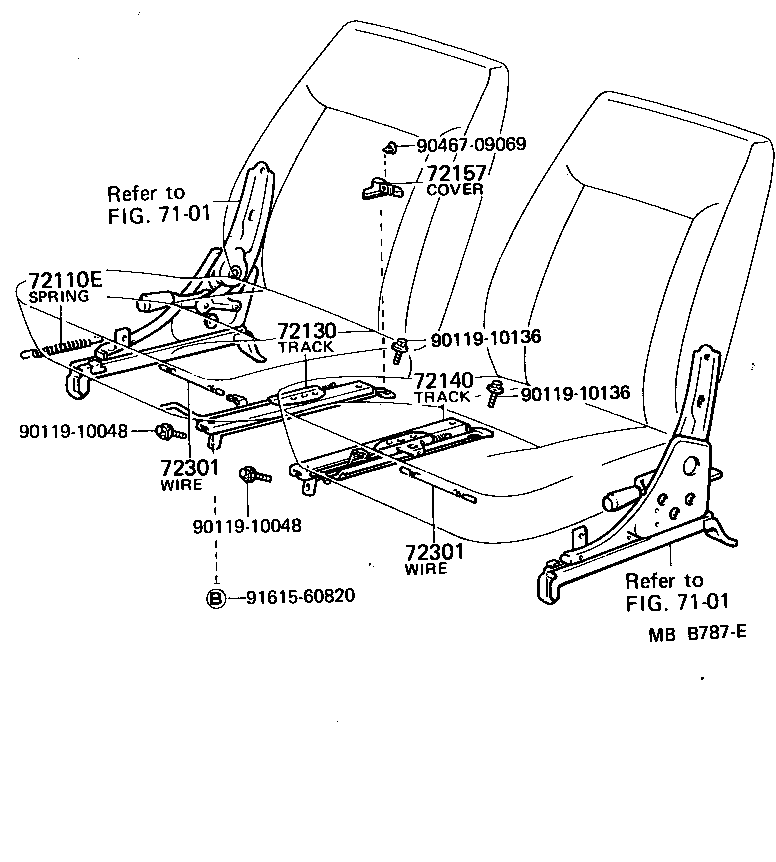 72130-10210 TRACK ASSY, RH SEAT, INNER product image