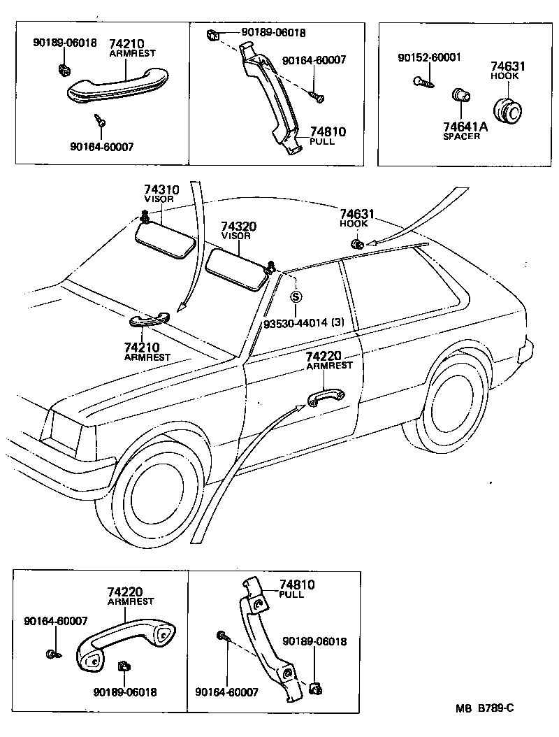 Toyota 74641-16010-36 PULL ASSY, DOOR, INSIDE