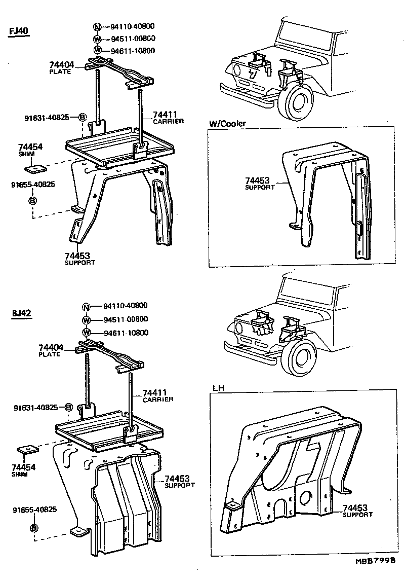 Toyota 74401-60031 SUPPORT, BATTERY CARRIER