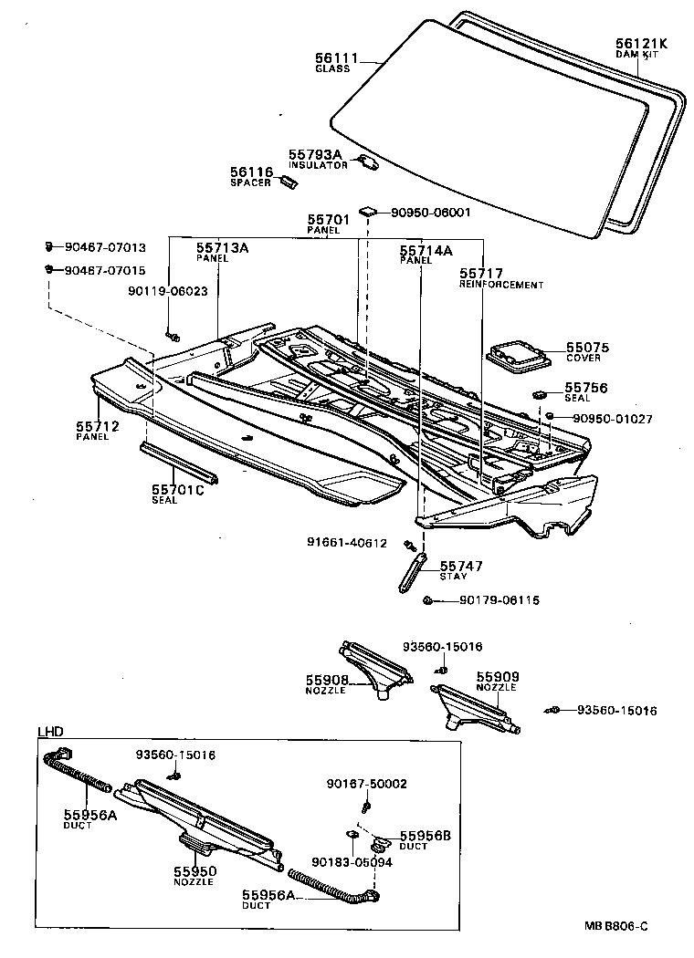 55091-16010 NOZZLE SUB-ASSY, DEFROSTER, RH product image