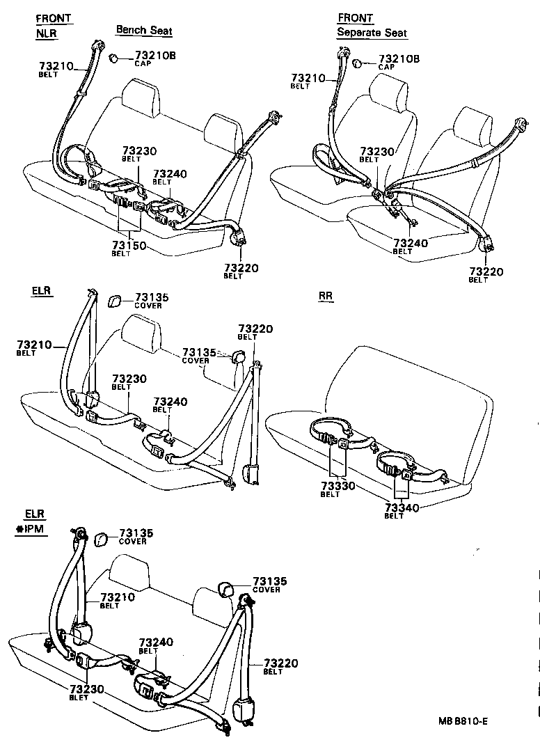 73210-89115-01 BELT ASSY, FRONT SEAT OUTER, RH product image