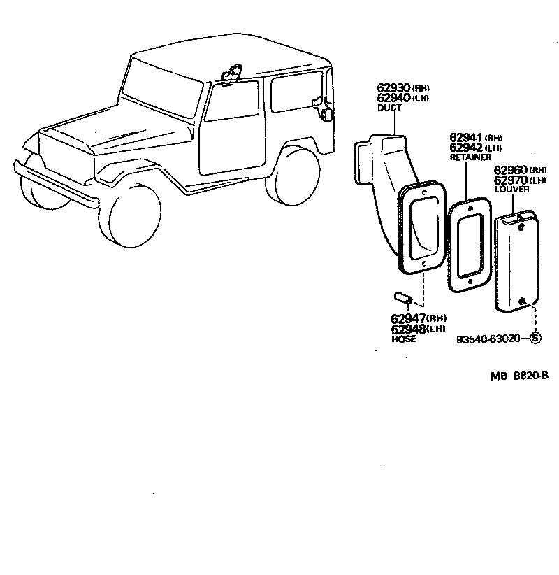 Toyota 62931-89103 LOUVER ASSY, ROOF SIDE VENT, RH