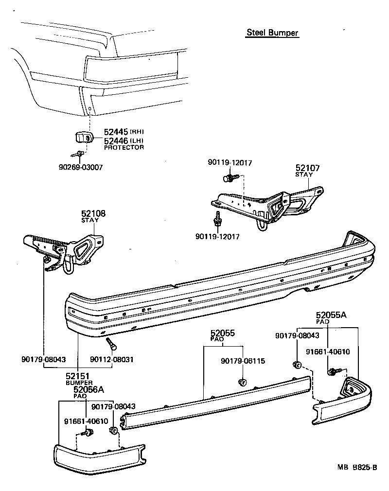 52015-30020 STAY SUB-ASSY, REAR BUMPER, RH product image