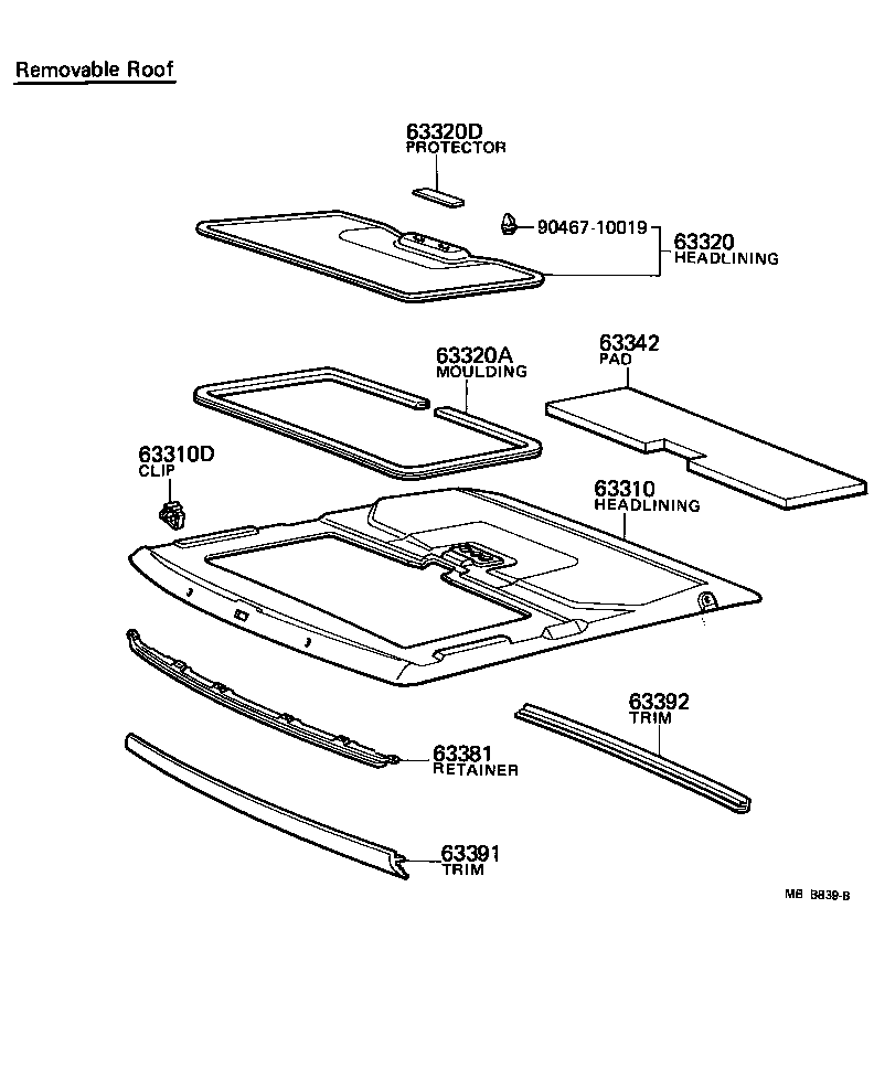 Toyota 63310-12440-01 HEADLINING ASSY, ROOF